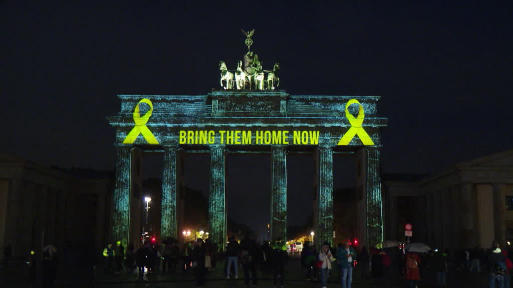 Berlin's Brandenburg Gate lit up for Israel