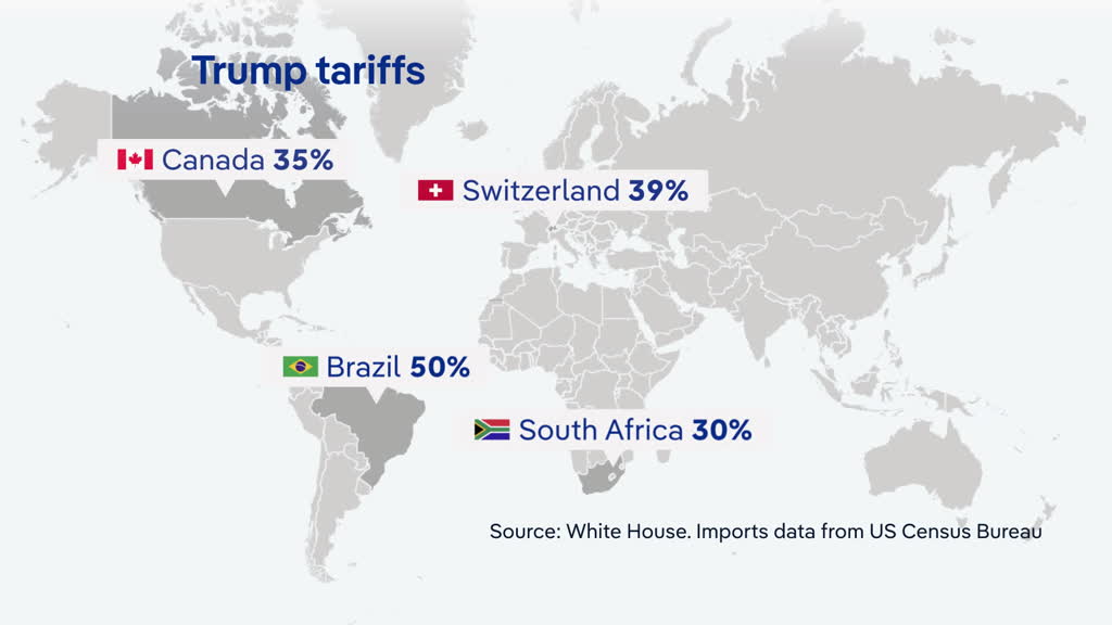 US imposes new tariffs of 10-50% on more than 70 countries